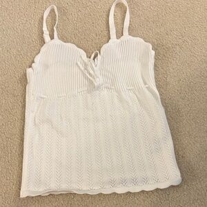 Wilfred White Knit Scallop-Edge Cami